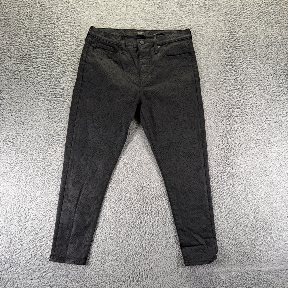 Banana Republic Jeans Women's 32x27 Black Snake Skin Cotton Denim Skinny Stretch